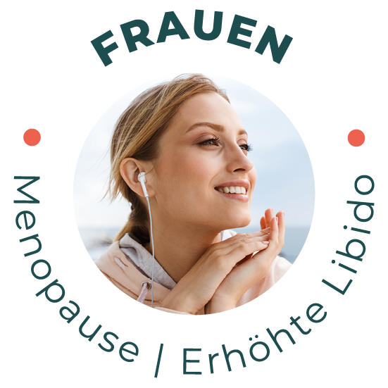 PelviPower®: Frau mit Kopfhörern, Menopause, erhöhte Libido. Beckenbodentraining für Frauen.